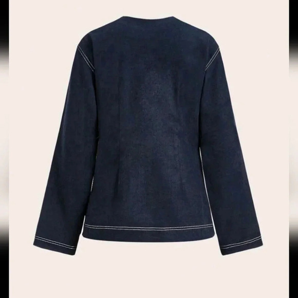 2pcs Women Casual Colorblock Outseam Blouse And Pants Suit, Autumn - Picture 5 of 9